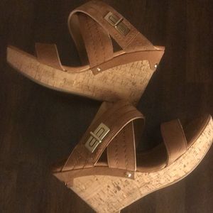 Tommy Hilfiger 8 1/2 tan wedges (worn once)
